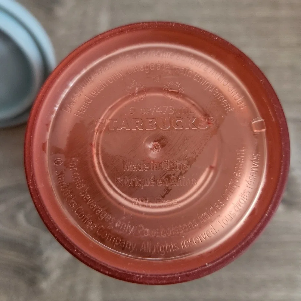 Starbucks Matte Peach Pink Floral 16Oz Grande Mermaid Logo Cold Cup Tumbler READ